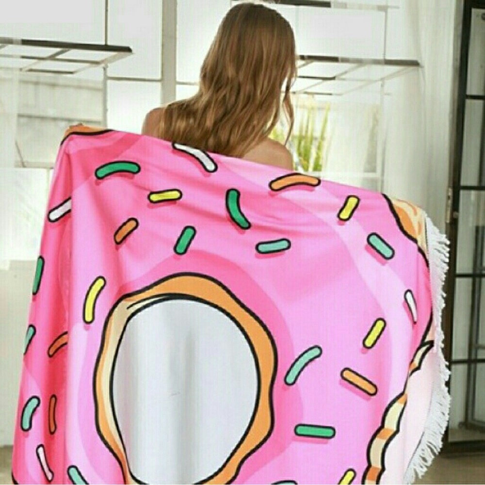 Donut Sprinkles Fringe Beach Wrap Towel